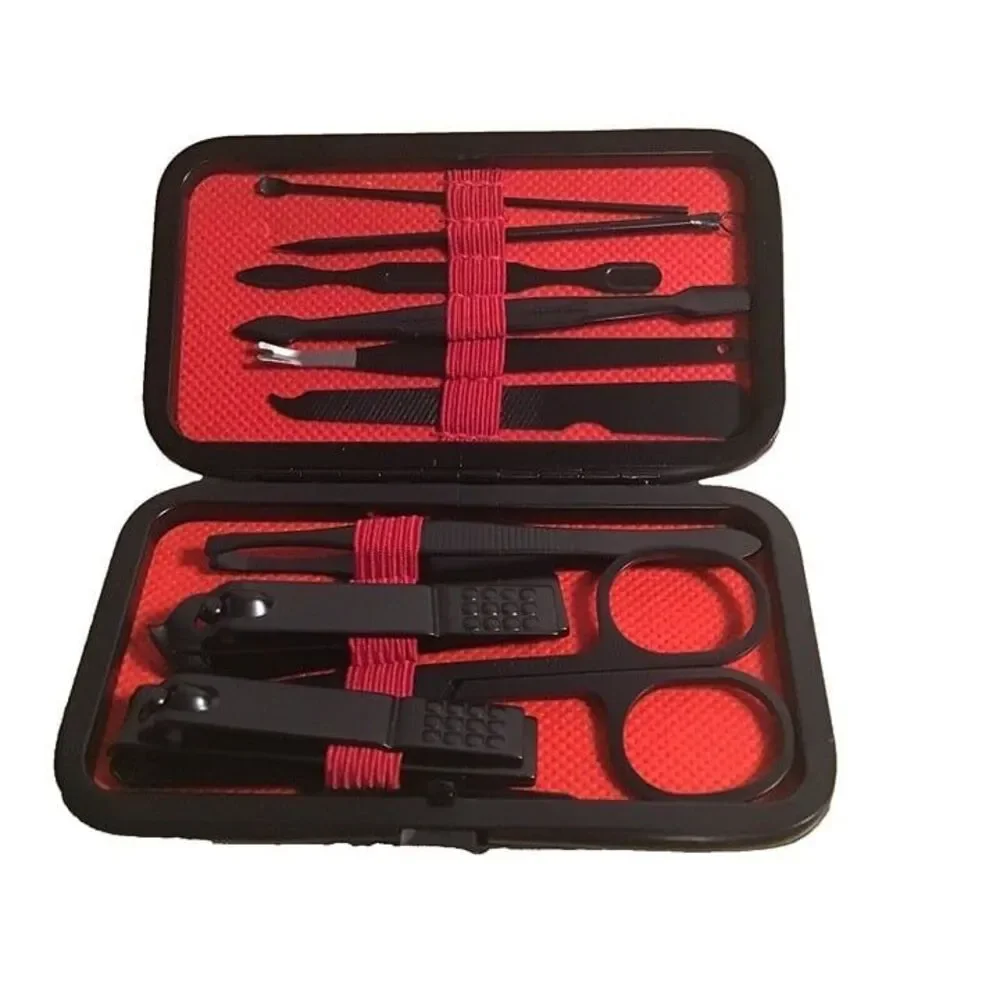 Professional 10-Piece Matte Black Stainless Steel Manicure & Pedicure Travel Kit